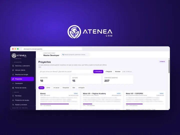 Atenea por dentro: el módulo de proyectos con su avance