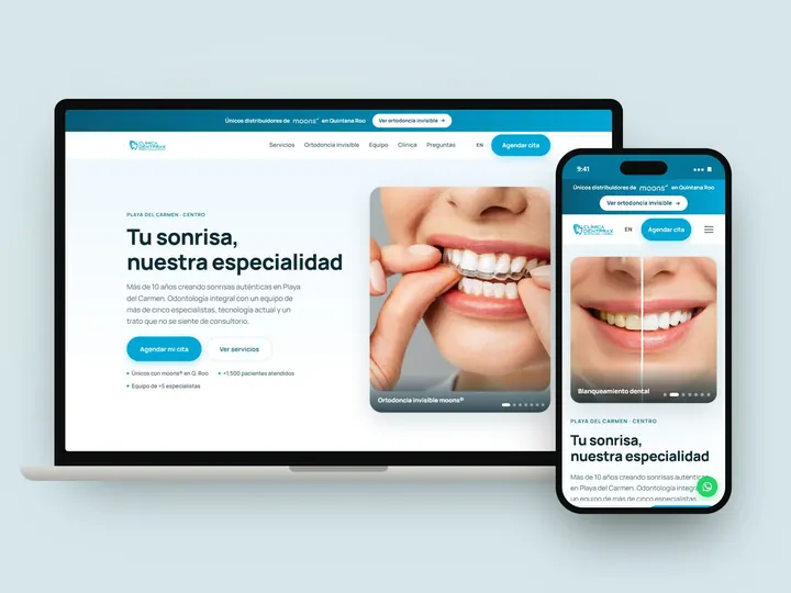 Web de la clínica DentPrax en portátil y móvil