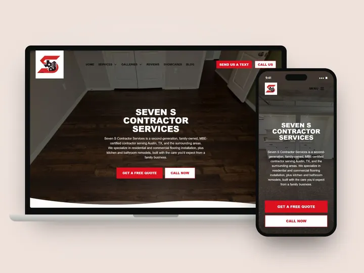 Web de Seven S Contractor Services en portátil y móvil